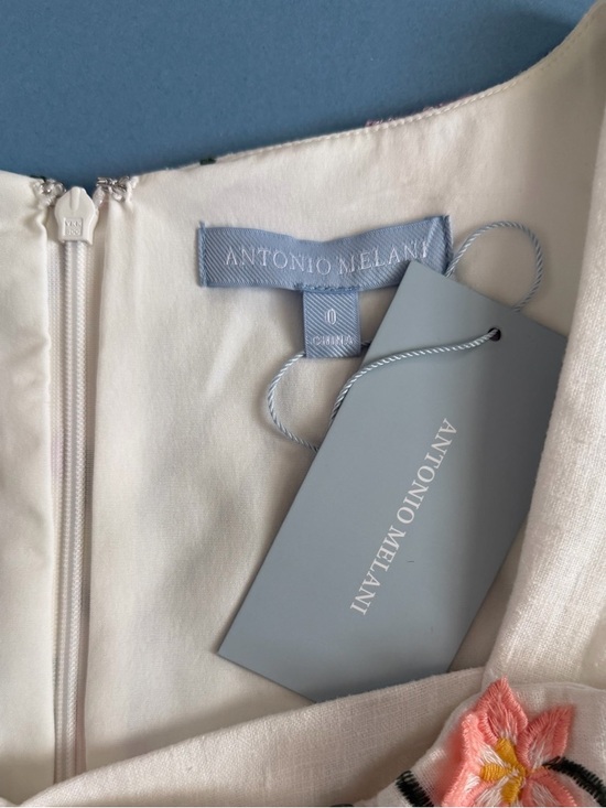 NWT Antonio Melani Halo Linen Floral Embroidered White Sleeveless Midi Dress - Picture 5 of 6